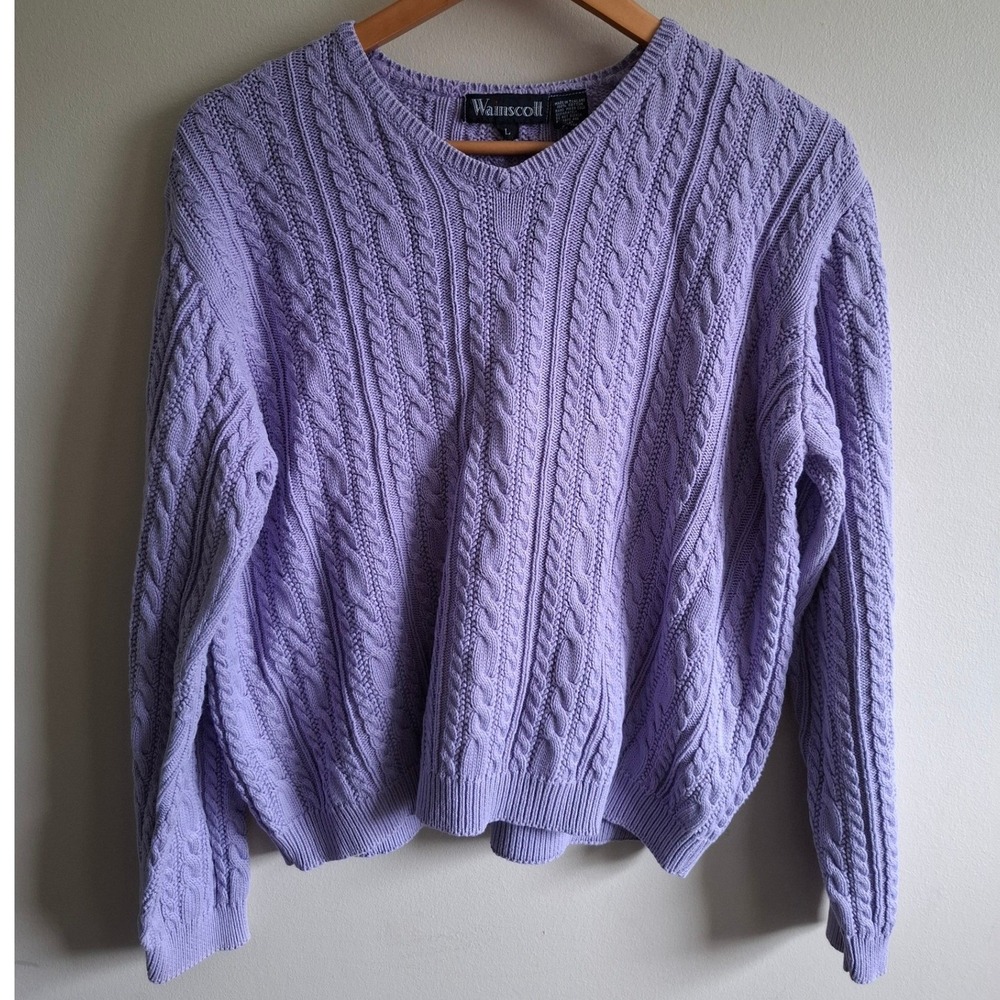 Vintage Lavender Cozy Knit Sweater Y2K Pastel Feminine Soft Girl Fairy Preppy L